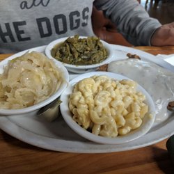 Country Store - Country fried steak, Mac and cheese, green beans and cabbage