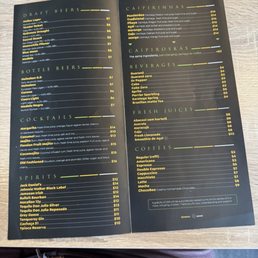 Drink menu Drink menu