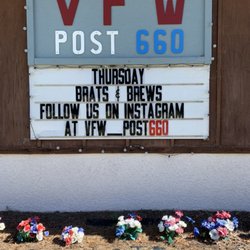 VFW Post 660 Canteen & Grill - On Thursdays come on down and enjoy a Brat and your favorite draft brew for just $5! We also have hotdogs for $1 with all the fixins'!