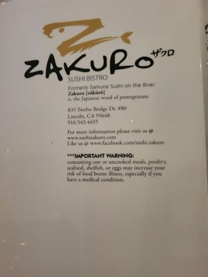 Menu photo 2 Zakuro Lincoln, CA
