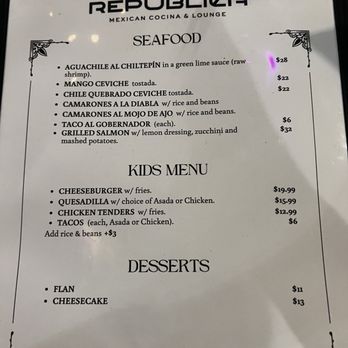 Republika - Menu - Seafood Near Me - Corona, California