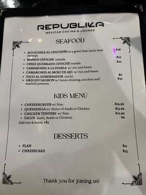 Menu photo 3 Republika Corona, CA