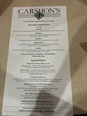 Menu photo 6 Carshon's Fort Worth, TX Menu photo 6 Carshon's Fort Worth, TX