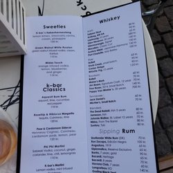 K Bar - Menu
