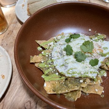 Suerte - Chilequiles with verde sauce - loved the sauce and tortilla chips - Mexican Near Me - Austin, Texas Suerte - Chilequiles with verde sauce - loved the sauce and tortilla chips - Mexican Near Me - Austin, Texas
