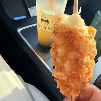 Mama Mia Dessert Bar - Potato all cheese Korean corn dog and lychee bubble tea - Desserts Near Me - Rye Brook, New York Mama Mia Dessert Bar - Potato all cheese Korean corn dog and lychee bubble tea - Desserts Near Me - Rye Brook, New York