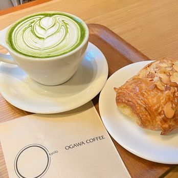Ogawa Coffee - Matcha Latte and almond croissant - Coffee & Tea Near Me - Boston, Massachusetts
