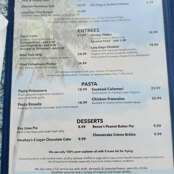 Lazy Days Restaurant - Menu - Seafood Near Me - Islamorada, Florida Lazy Days Restaurant - Menu - Seafood Near Me - Islamorada, Florida