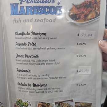 Asu Mare Peruvian Restaurant - Menu: Pescados y Mariscos (Fish & Seafood) p.2 - Peruvian Near Me - Oakland, California Asu Mare Peruvian Restaurant - Menu: Pescados y Mariscos (Fish & Seafood) p.2 - Peruvian Near Me - Oakland, California