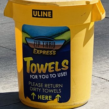 Zip Thru Express Car Wash - Towel collection can - Car Wash Near Me - Suisun City, California