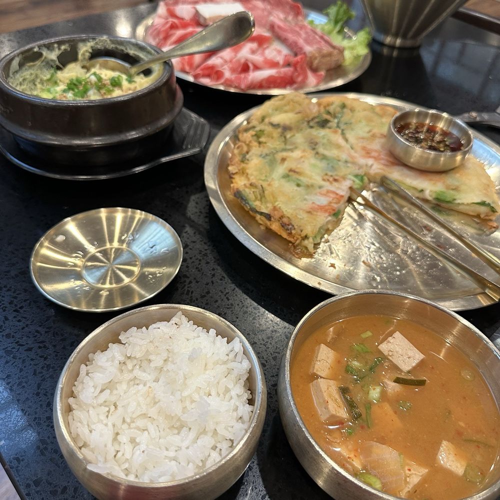 We started eating before I remembered to take pics. Seafood pancake, tofu and soybean soup, steamed egg, and part of our Silver Combo We started eating before I remembered to take pics. Seafood pancake, tofu and soybean soup, steamed egg, and part of our Silver Combo