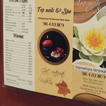 Top Nails & Spa - Nice to have the menu readily available. No surprises! - Nail Salons Near Me - Sacramento, California Top Nails & Spa - Nice to have the menu readily available. No surprises! - Nail Salons Near Me - Sacramento, California