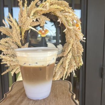 Hays City Hideout Coffee House - Lavender macchiato with cold foam - Coffee & Tea Near Me - Kyle, Texas