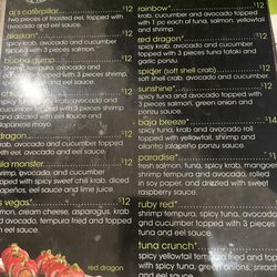 AJ's Sushi Bar - Sushi bar specialty rolls menu