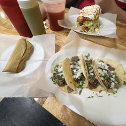 La Flor De Morelos - Tacos de Cecina and tamale verde