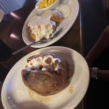 Texas Roadhouse - Chicken fried steak with loaded, sweet potato, and corn - American Near Me - Henderson, Nevada