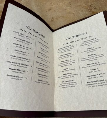 Menu photo 1 The Immigrant New York, NY