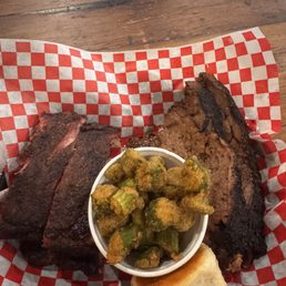 Brisket, ribs, and fried okra