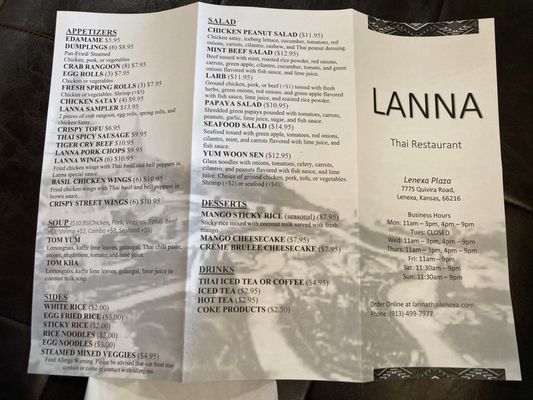Menu photo 3 Lanna Thai Restaurant Lenexa, KS