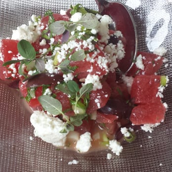 Zaytinya - Watermelon salad with mints and cheese - Greek Near Me - Washington, DC, District of Columbia Zaytinya - Watermelon salad with mints and cheese - Greek Near Me - Washington, DC, District of Columbia