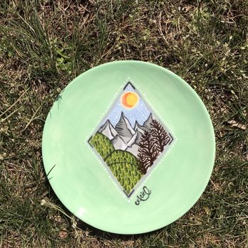 Color Me Mine - A mountain scene I painted on a plate at CMM Hamilton... the plates make amazing jewelry trays as well! - Paint-Your-Own Pottery Near Me - Princeton, New Jersey