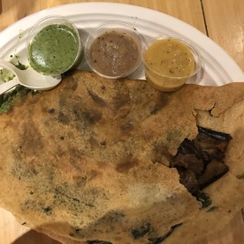 DC Dosa - Spinach dosa with egg plants , coconut, mango and mint chutney - Indian Near Me - Washington, DC, District of Columbia DC Dosa - Spinach dosa with egg plants , coconut, mango and mint chutney - Indian Near Me - Washington, DC, District of Columbia