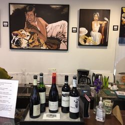 All That Jazz Boutique Gallery - Selection of current wines and above, Diana's paintings