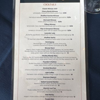 Founders Restaurant - Drink menu - Cocktail Bars Near Me - Winston-Salem, North Carolina Founders Restaurant - Drink menu - Cocktail Bars Near Me - Winston-Salem, North Carolina