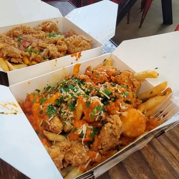 The Kroft - bbq cheeseburger fries (top left) ; chicken parm poutine (center/right) - Sandwiches Near Me - Anaheim, California The Kroft - bbq cheeseburger fries (top left) ; chicken parm poutine (center/right) - Sandwiches Near Me - Anaheim, California