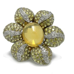 American Jewelry Institute, LLC - Heliodor Flower Ring (Yellow Beryl)