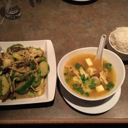 Tom yum chicken soup and green curry beef Tom yum chicken soup and green curry beef