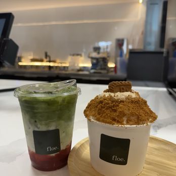 Floe - Strawberry Matcha & Coffee Biscoff - Shaved Ice Near Me - Fullerton, California