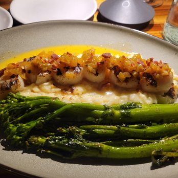 The Bistro - Grilled scallops, risotto, and broccolini!! - New American Near Me - Irmo, South Carolina