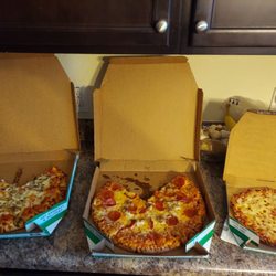 Marco's Pizza - Mushroom pizza, pepperoni and sausage, califkierr crust pizza