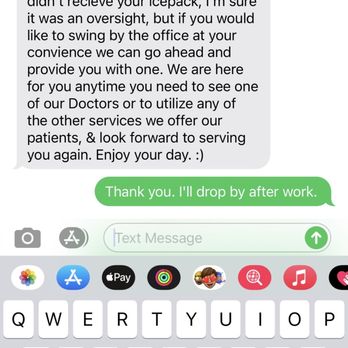 Redlands Chiropractic - Response after I mentioned that I was not given the ice pack Dr. King told me I'd receive. - Chiropractors Near Me - Redlands, California Redlands Chiropractic - Response after I mentioned that I was not given the ice pack Dr. King told me I'd receive. - Chiropractors Near Me - Redlands, California