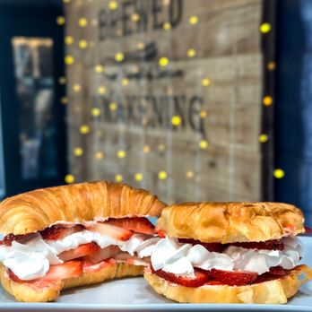 Brewed Awakening - two croissant sandwiches on a plate - Coffee & Tea Near Me - Big Pine, California Brewed Awakening - two croissant sandwiches on a plate - Coffee & Tea Near Me - Big Pine, California