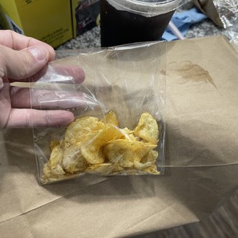 McAlister's Deli - The chips had been repackaged in a smaller bag. Looks like they took a normal small chip bag and split it up into two bags. - Delis Near Me - Lafayette, Louisiana McAlister's Deli - The chips had been repackaged in a smaller bag. Looks like they took a normal small chip bag and split it up into two bags. - Delis Near Me - Lafayette, Louisiana