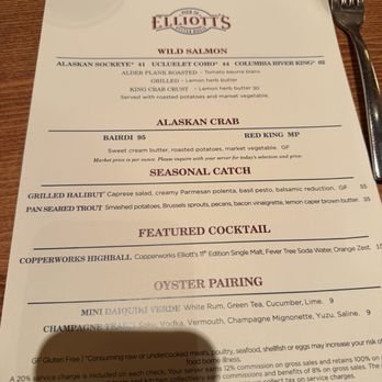 Elliott's Oyster House - Menu - Seafood Near Me - Seattle, Washington Elliott's Oyster House - Menu - Seafood Near Me - Seattle, Washington