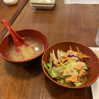 Akira Sushi Bistro - Complimentary miso soup and salad - Japanese Near Me - Ashburn, Virginia