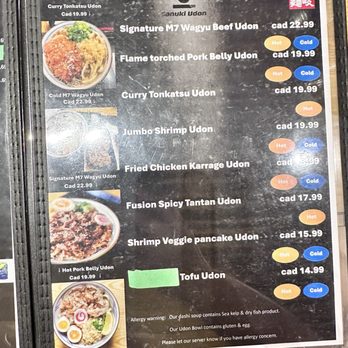 Sanuki Udon - Menu - Japanese Near Me - Toronto, Ontario
