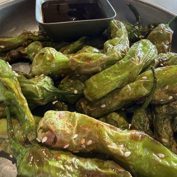 Butcher & Thief - Shishito Peppers 3/5 Slightly greasy  Hard pass for us due to the type of oil they use. Gut disrupting - Steakhouses Near Me - Las Vegas, Nevada