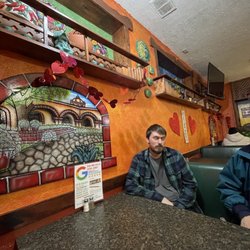 Los Compadres - Sweet tile art on the walls. All dressed up for Valentine's Day.