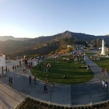 Griffith Observatory - Looking back at the lawn from the top of the building - Observatories Near Me - Los Angeles, California