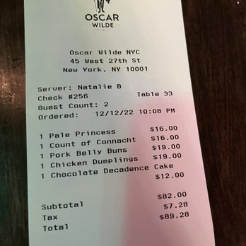 Oscar Wilde - Our bill - Cocktail Bars Near Me - New York, New York Oscar Wilde - Our bill - Cocktail Bars Near Me - New York, New York