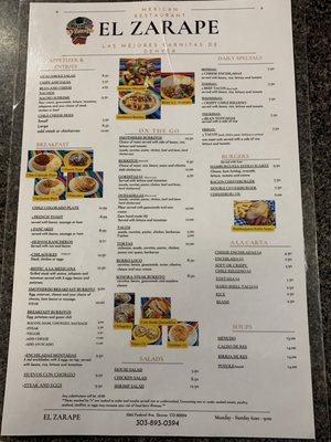 Menu photo 6 El Zarape Denver, CO