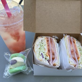 Dani_Macaron & Village Cafe - matcha macroon, ham & cheese sandwhich, one of their lemonades - Coffee & Tea Near Me - Buena Park, California Dani_Macaron & Village Cafe - matcha macroon, ham & cheese sandwhich, one of their lemonades - Coffee & Tea Near Me - Buena Park, California