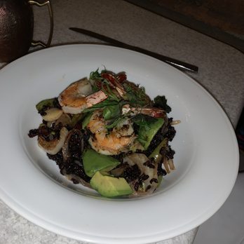 Wildflower - Grilled Shrimp with avocado all on forbidden black rice! A must try! - New American Near Me - Tucson, Arizona