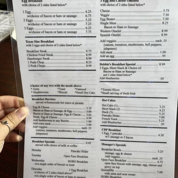 Debbies Restaurant - Front of menu - Breakfast & Brunch Near Me - Glen Rose, Texas