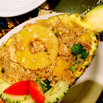 Bai Thong - Pineapple fried rice with shrimp and chicken. Highly recommended! - Thai Near Me - Tucson, Arizona Bai Thong - Pineapple fried rice with shrimp and chicken. Highly recommended! - Thai Near Me - Tucson, Arizona