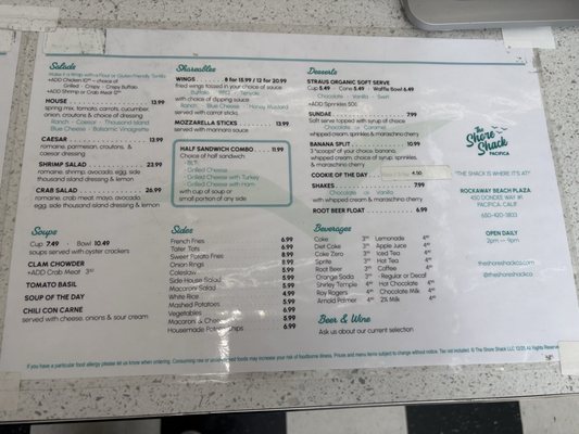 Menu photo 1 The Shore Shack Pacifica, CA
